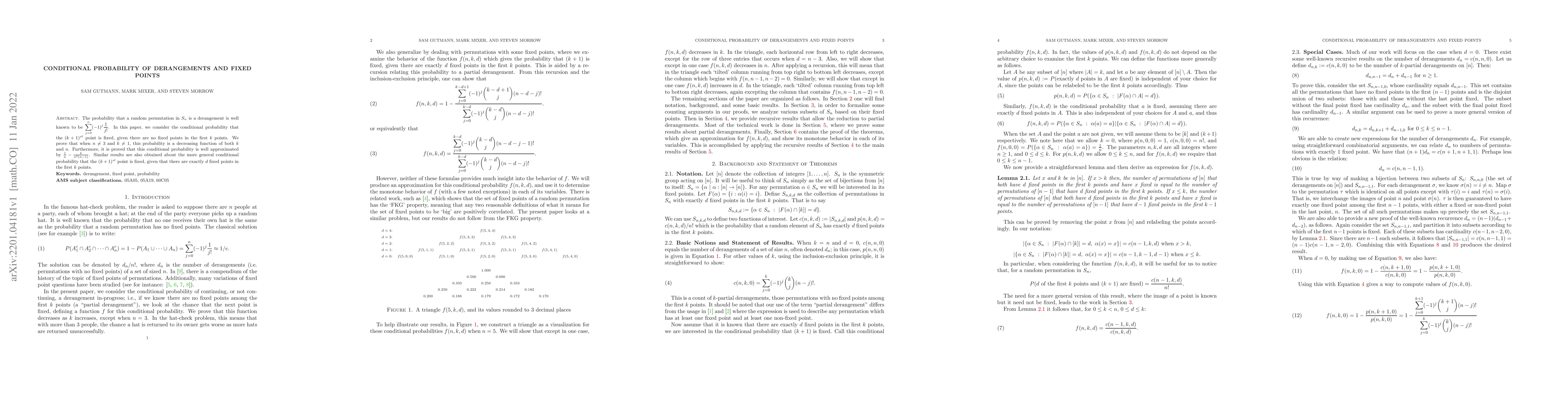 Thumbnail for Conditional Probability of Derangements and Fixed Points