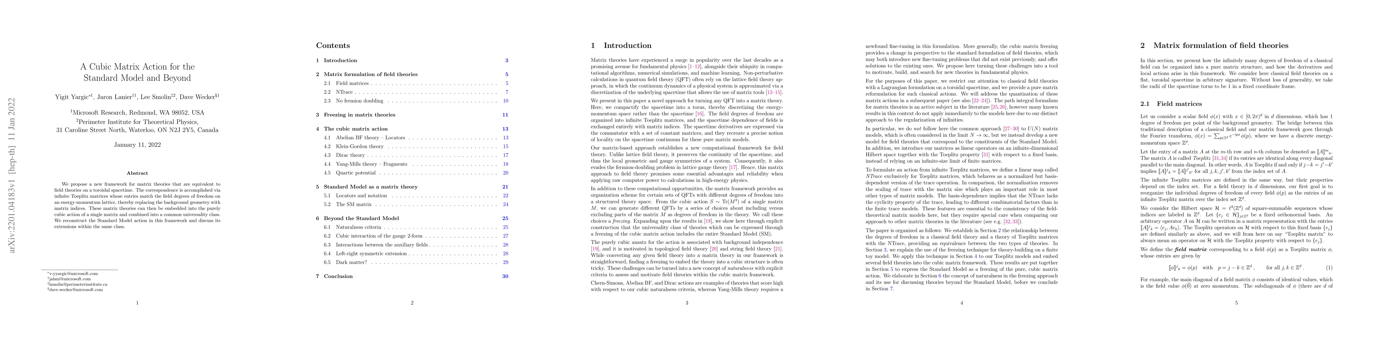 Thumbnail for A Cubic Matrix Action for the Standard Model and Beyond