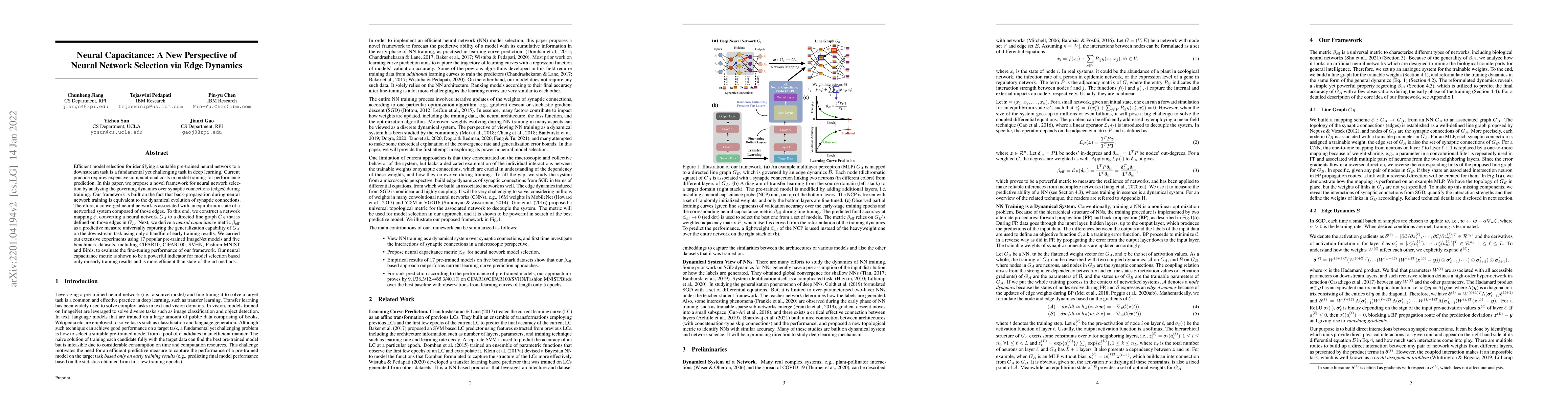 Thumbnail for Neural Capacitance: A New Perspective of Neural Network Selection via
  Edge Dynamics