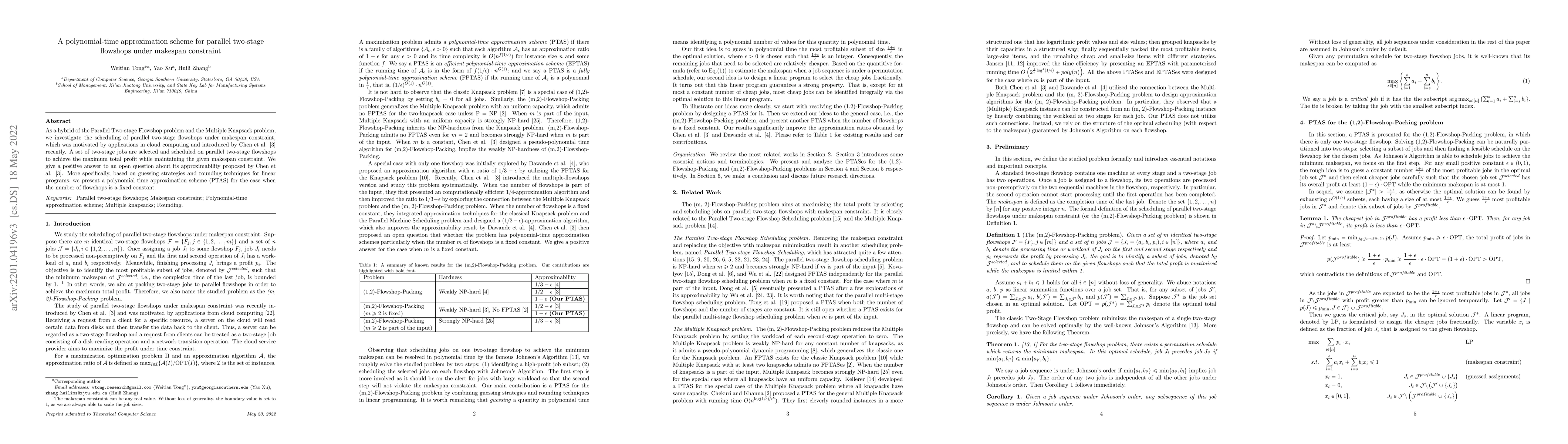 Thumbnail for A polynomial-time approximation scheme for parallel two-stage flowshops
  under makespan constraint