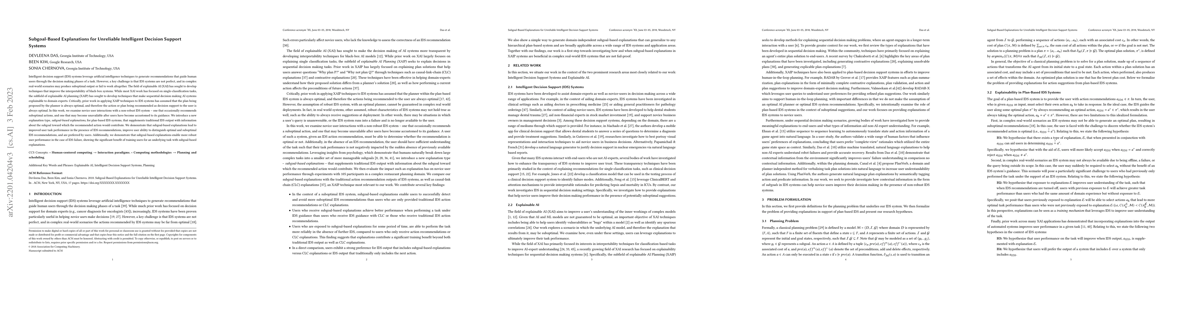 Thumbnail for Subgoal-Based Explanations for Unreliable Intelligent Decision Support
  Systems