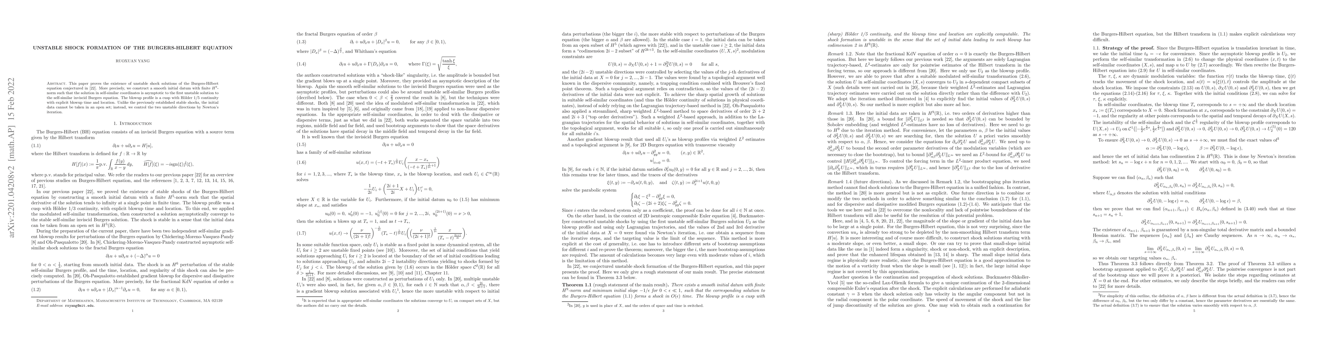 Thumbnail for Unstable shock formation of the Burgers-Hilbert equation