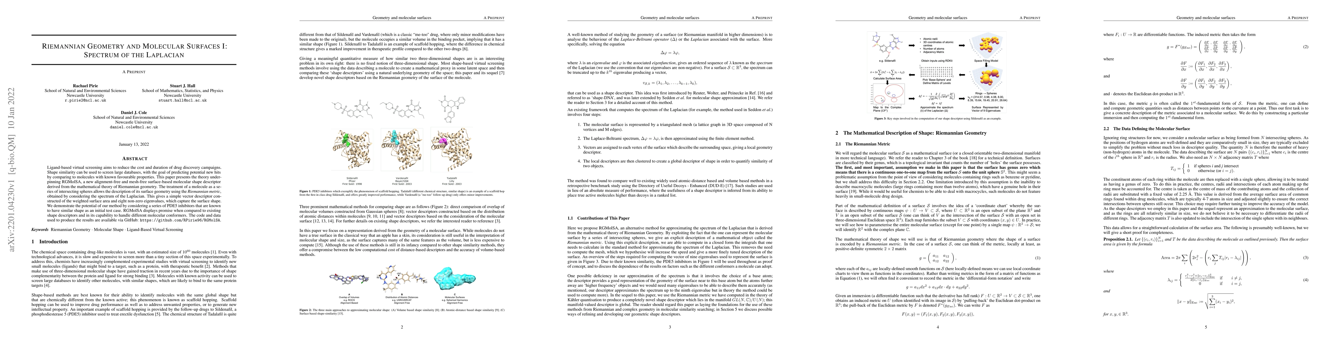 Thumbnail for Riemannian Geometry and Molecular Surfaces I: Spectrum of the Laplacian