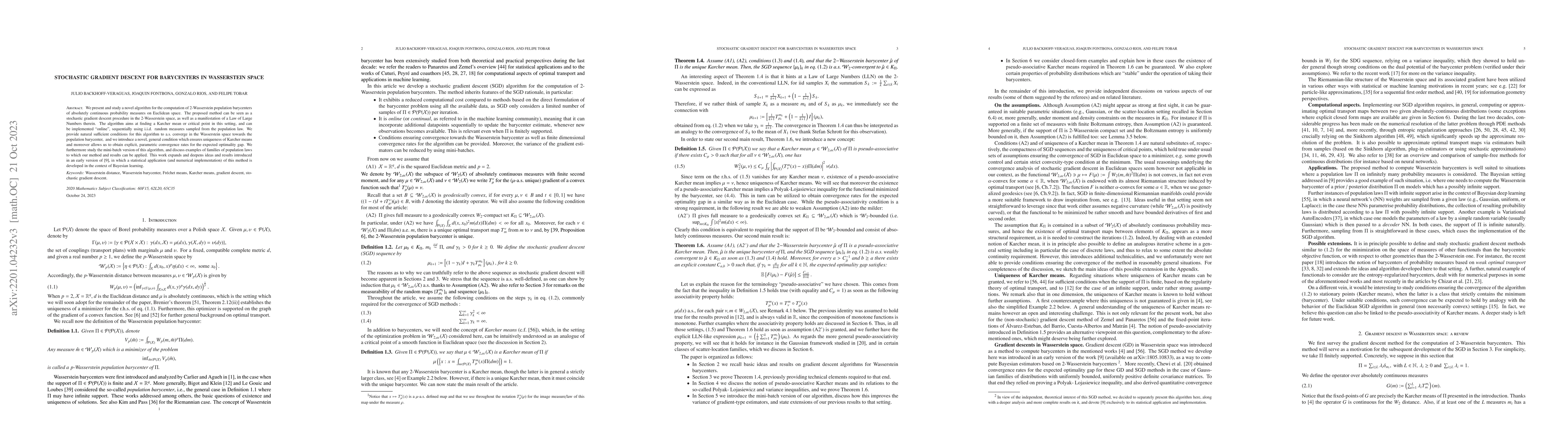 Thumbnail for Stochastic Gradient Descent for Barycenters in Wasserstein Space