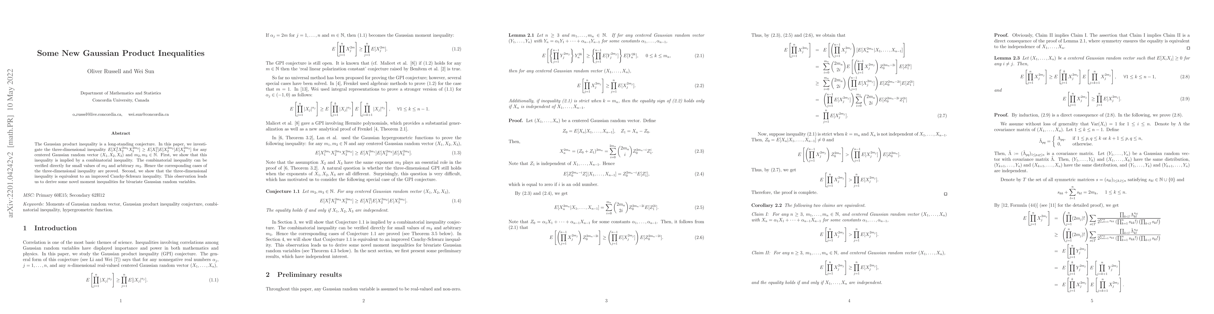Thumbnail for Some New Gaussian Product Inequalities
