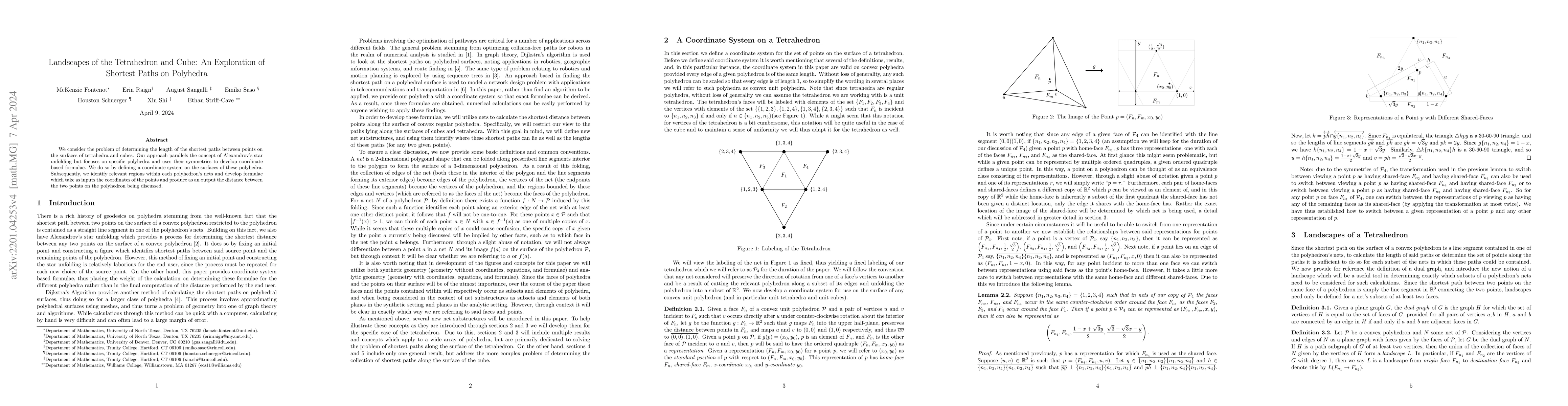 Thumbnail for Landscapes of the Tetrahedron and Cube: An Exploration of Shortest Paths
  on Polyhedra