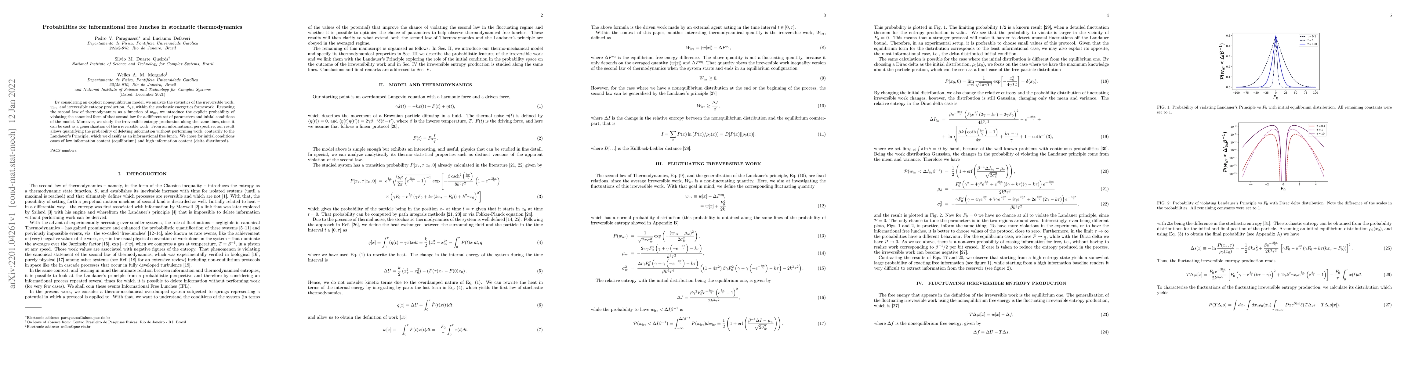 Thumbnail for Probabilities for informational free lunches in stochastic
  thermodynamics