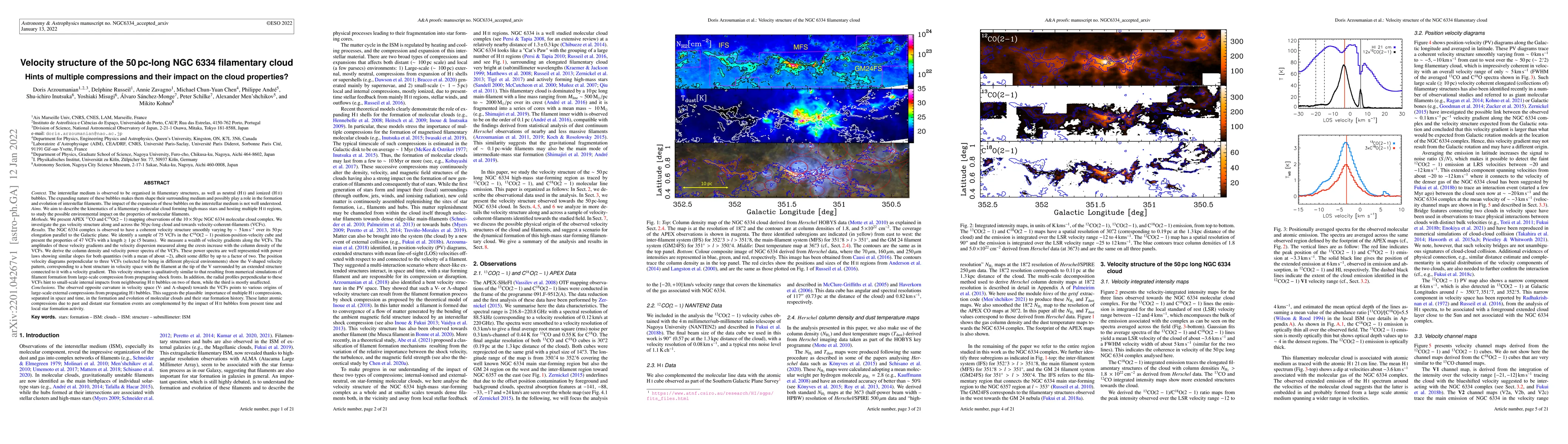 Thumbnail for Velocity structure of the 50 pc-long NGC 6334 filamentary cloud: Hints
  of multiple compressions and their impact on the cloud properties?