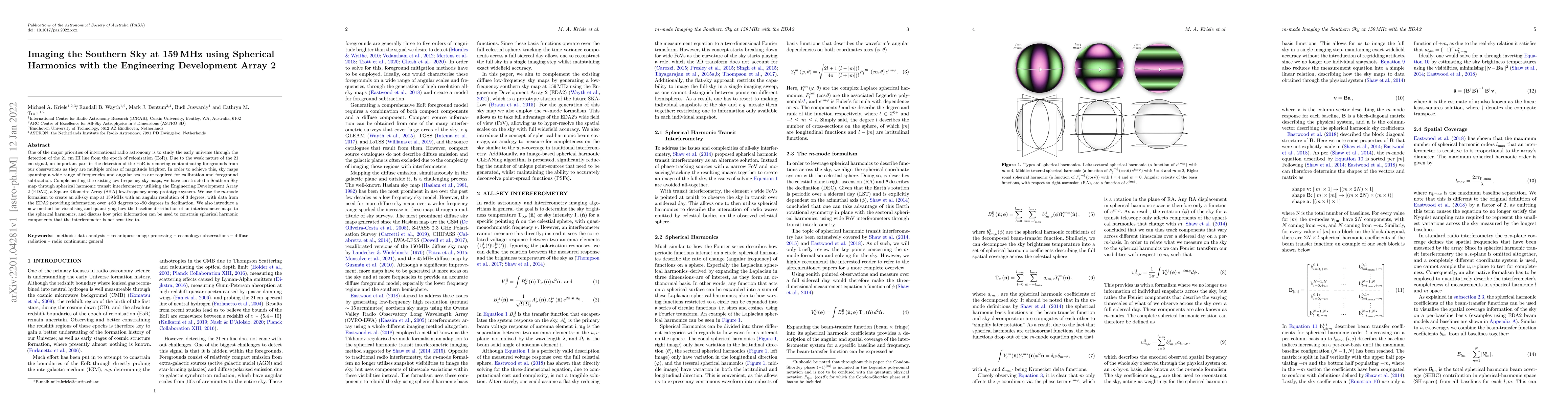 Thumbnail for Imaging the Southern Sky at 159MHz using Spherical Harmonics with the
  Engineering Development Array 2