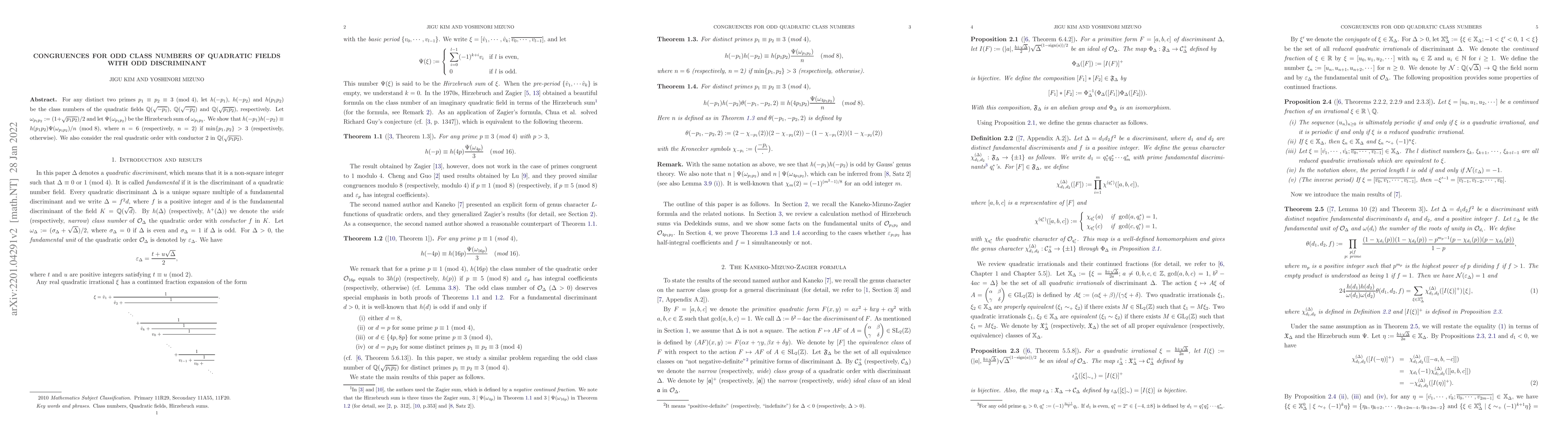 Thumbnail for Congruences for odd class numbers of quadratic fields with odd
  discriminant