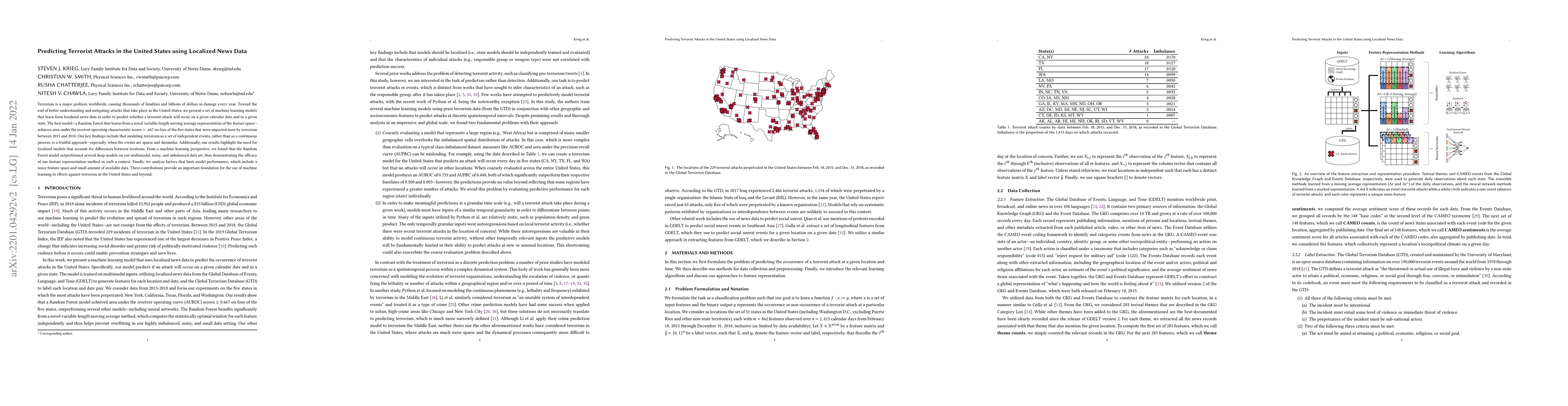Thumbnail for Predicting Terrorist Attacks in the United States using Localized News
  Data