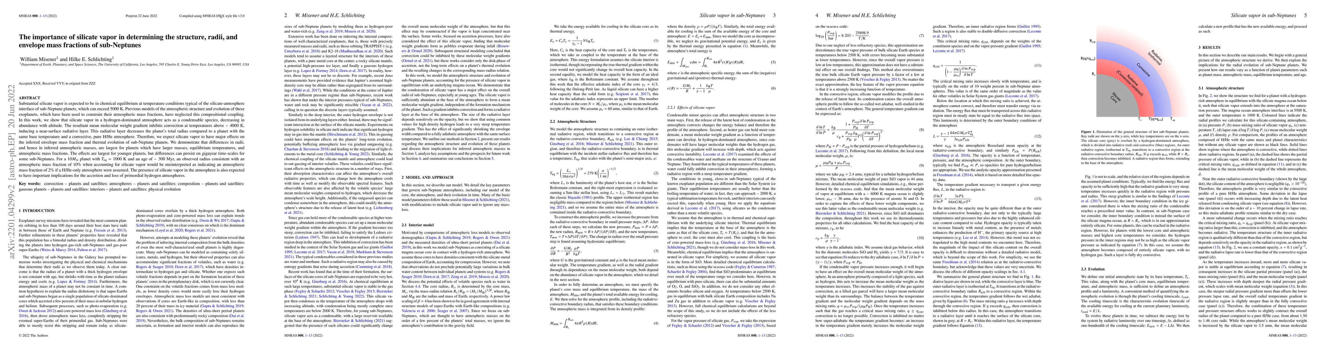 Thumbnail for The importance of silicate vapor in determining the structure, radii,
  and envelope mass fractions of sub-Neptunes