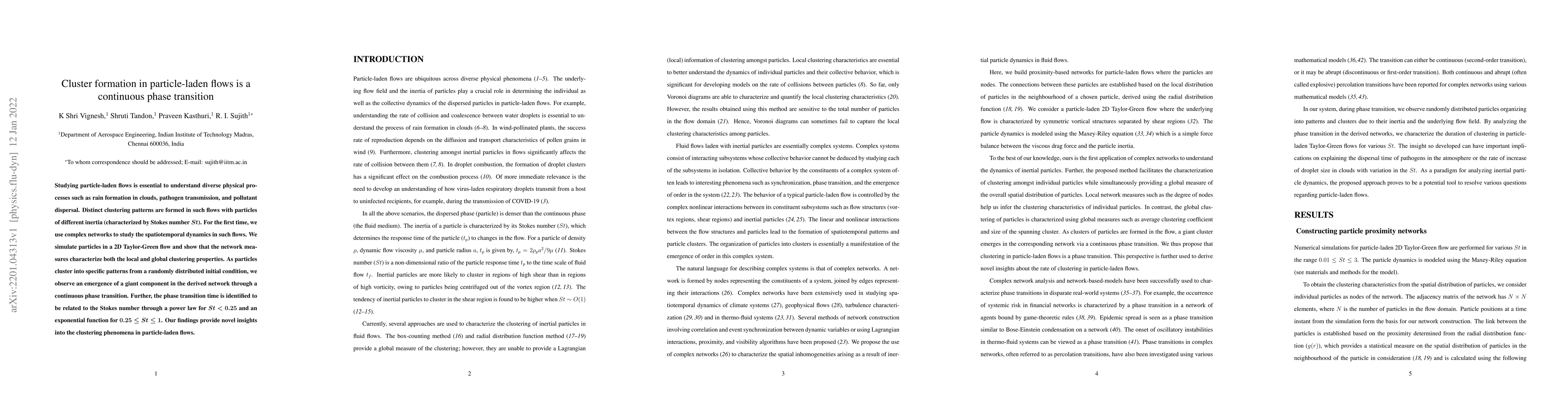 Thumbnail for Cluster formation in particle-laden flows is a continuous phase
  transition