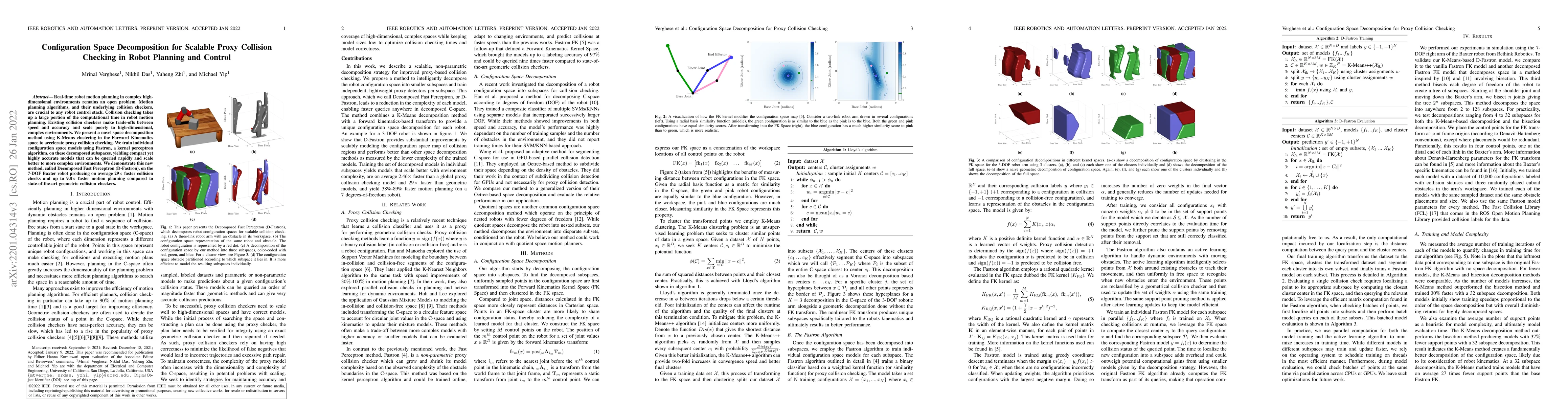 Thumbnail for Configuration Space Decomposition for Scalable Proxy Collision Checking
  in Robot Planning and Control