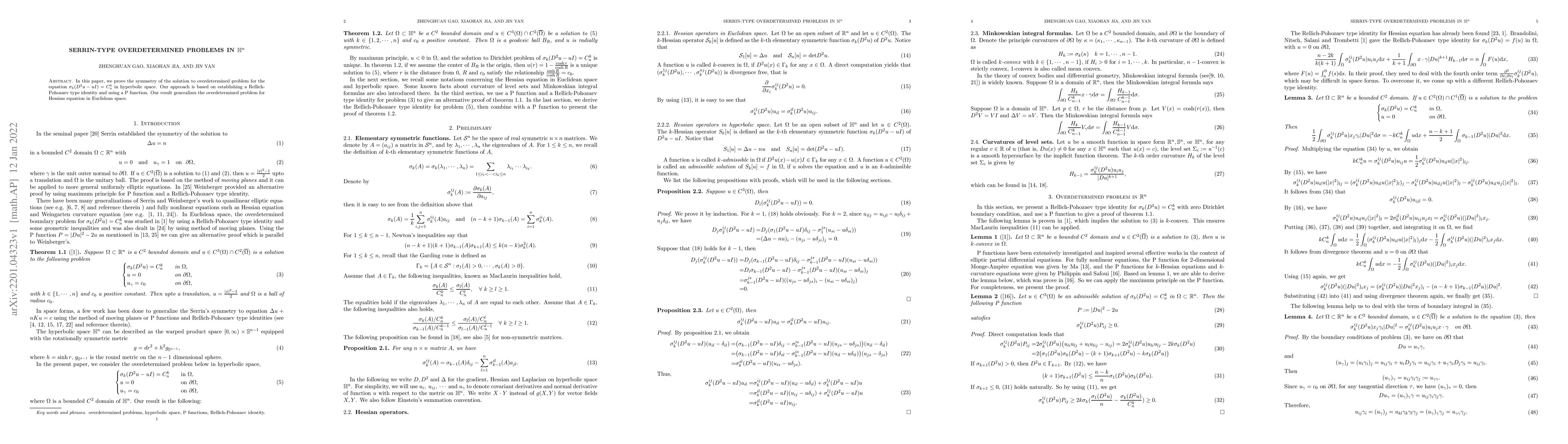 Thumbnail for Serrin-type Overdetermined problems in $\mathbb H^n$