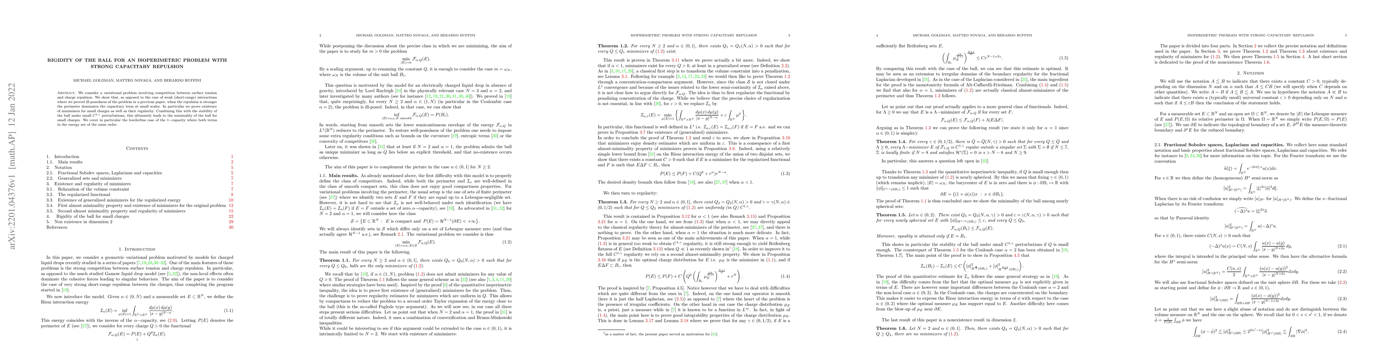 Thumbnail for Rigidity of the ball for an isoperimetric problem with strong capacitary
  repulsion