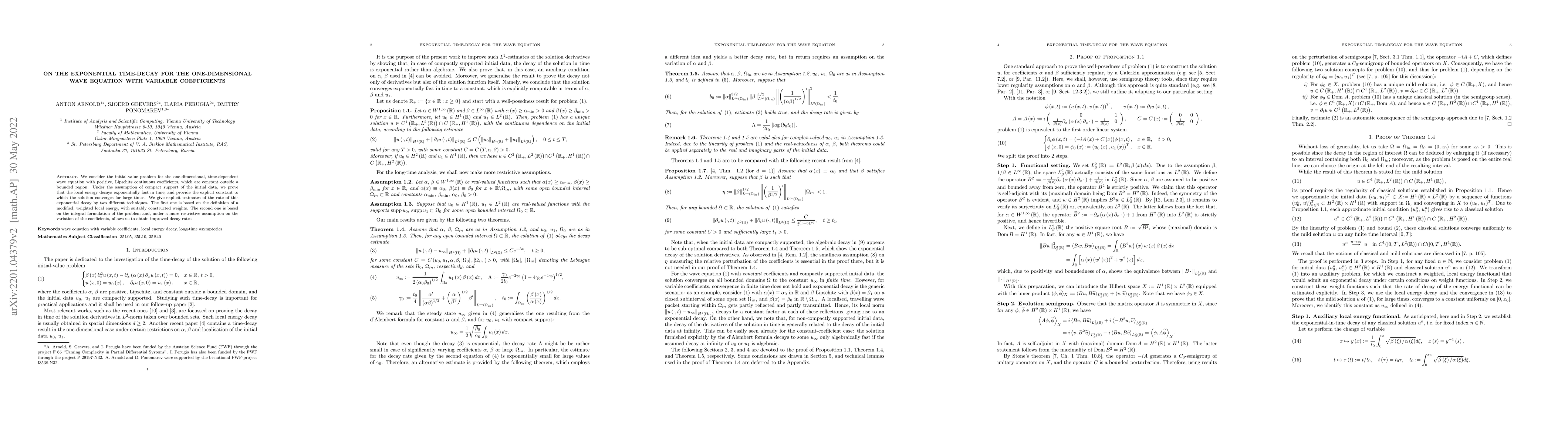 Thumbnail for On the exponential time-decay for the one-dimensional wave equation with
  variable coefficients