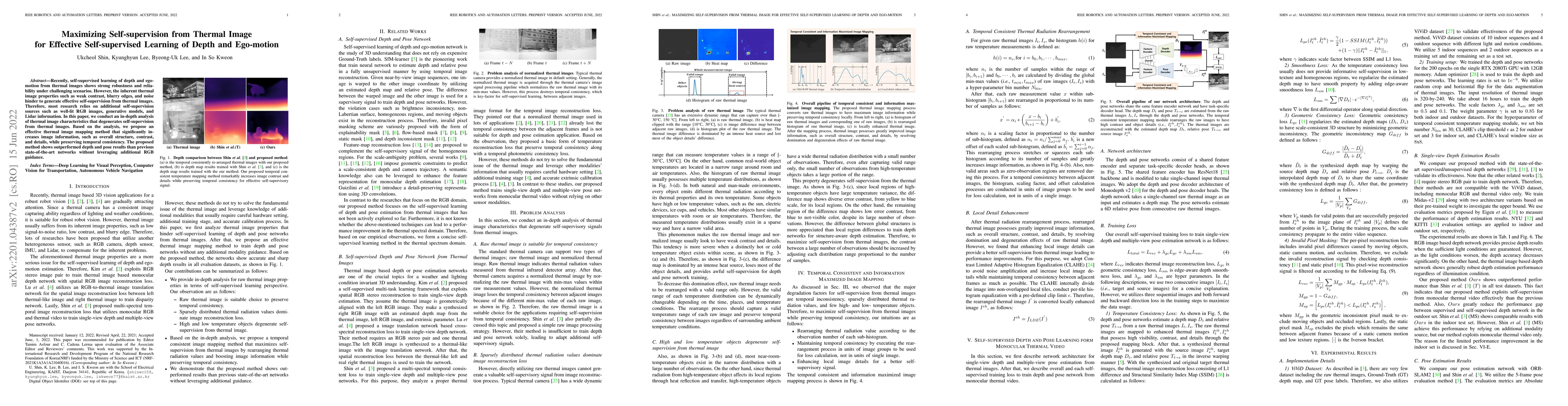 Thumbnail for Maximizing Self-supervision from Thermal Image for Effective
  Self-supervised Learning of Depth and Ego-motion