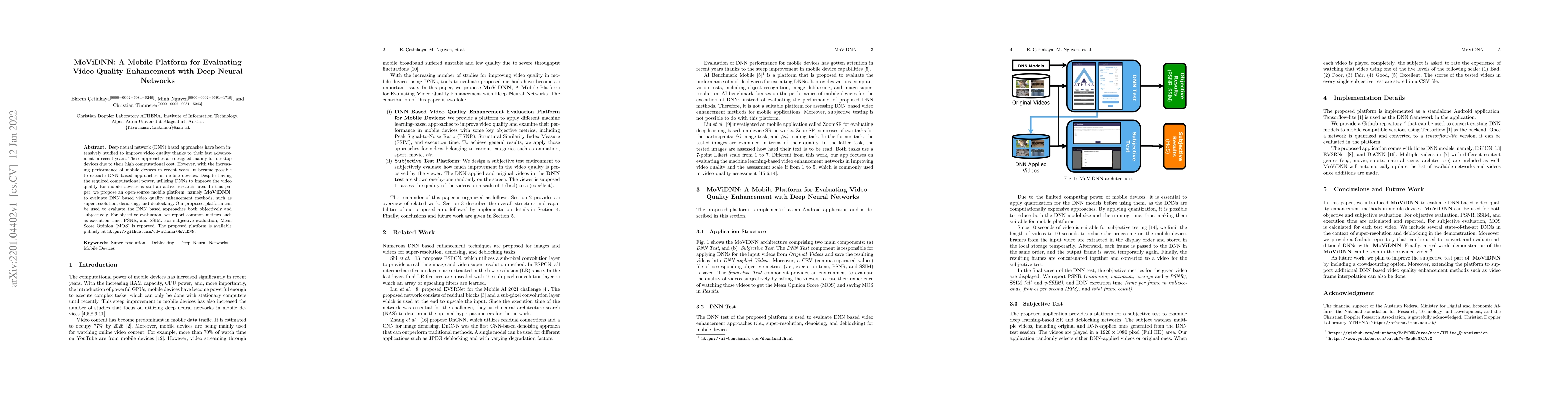Thumbnail for MoViDNN: A Mobile Platform for Evaluating Video Quality Enhancement with
  Deep Neural Networks