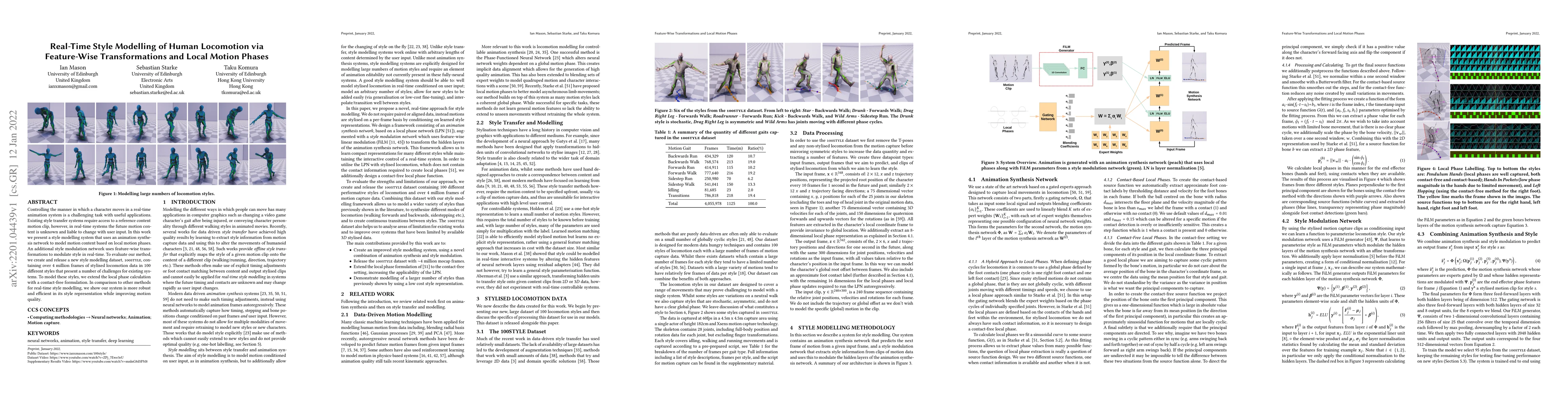 Thumbnail for Real-Time Style Modelling of Human Locomotion via Feature-Wise
  Transformations and Local Motion Phases