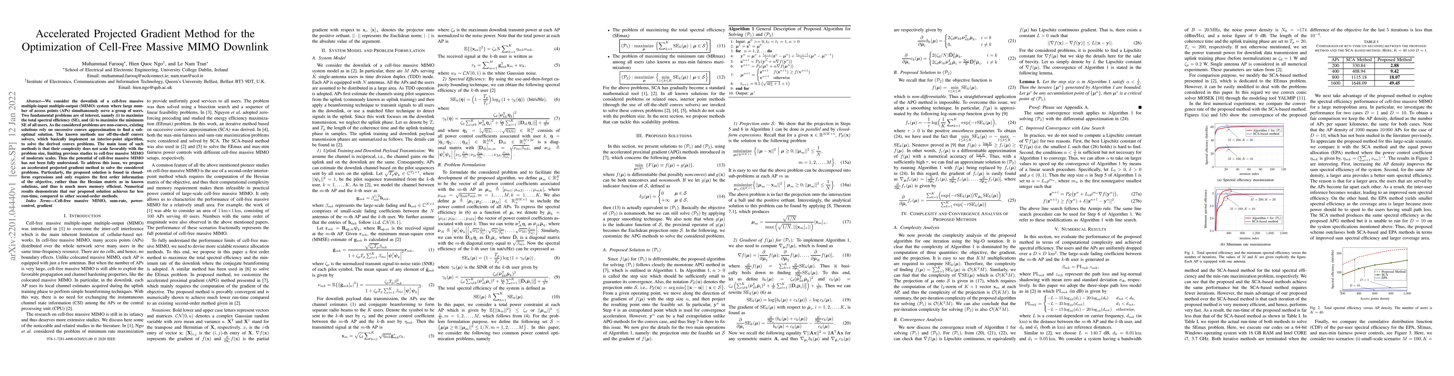 Thumbnail for Accelerated Projected Gradient Method for the Optimization of Cell-Free
  Massive MIMO Downlink