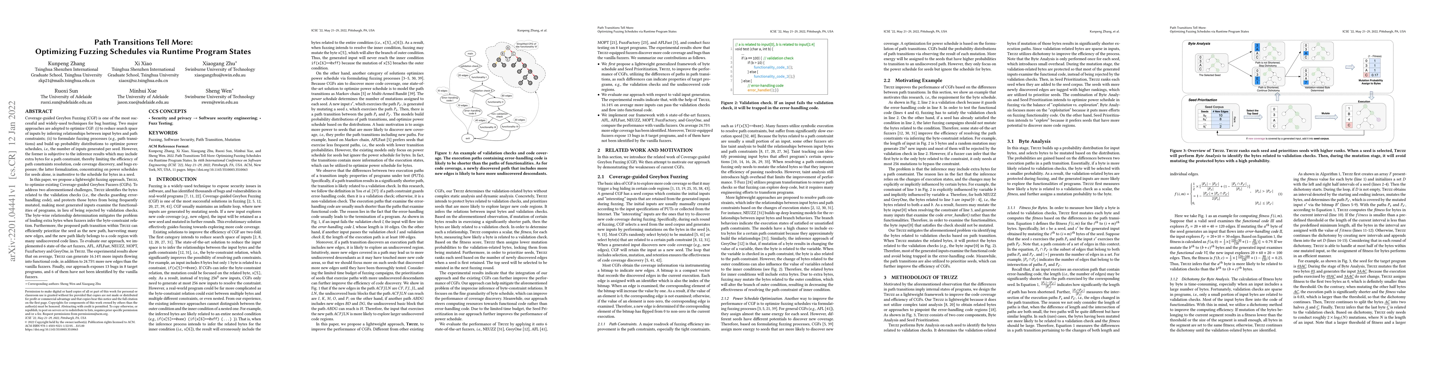 Thumbnail for Path Transitions Tell More:Optimizing Fuzzing Schedules via Runtime
  Program States