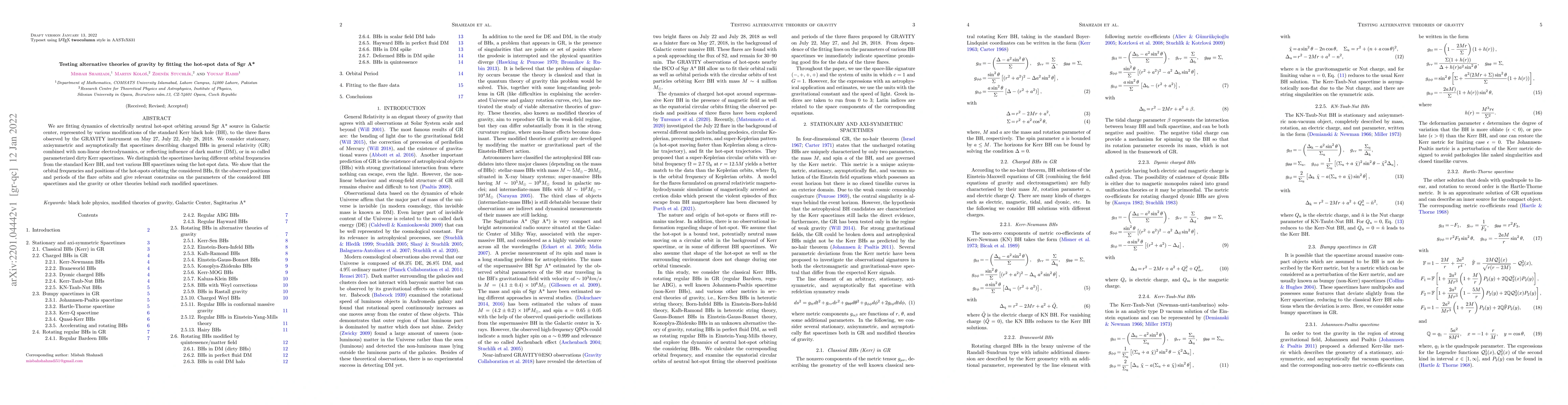 Thumbnail for Testing alternative theories of gravity by fitting the hot-spot data of
  Sgr A*
