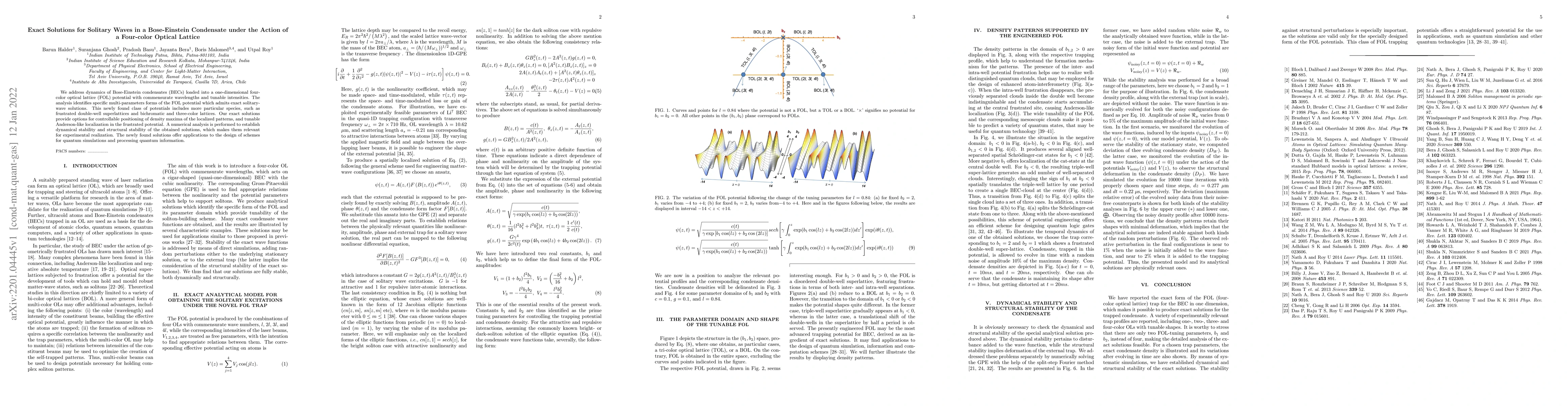 Thumbnail for Exact Solutions for Solitary Waves in a Bose-Einstein Condensate under
  the Action of a Four-Color Optical Lattice