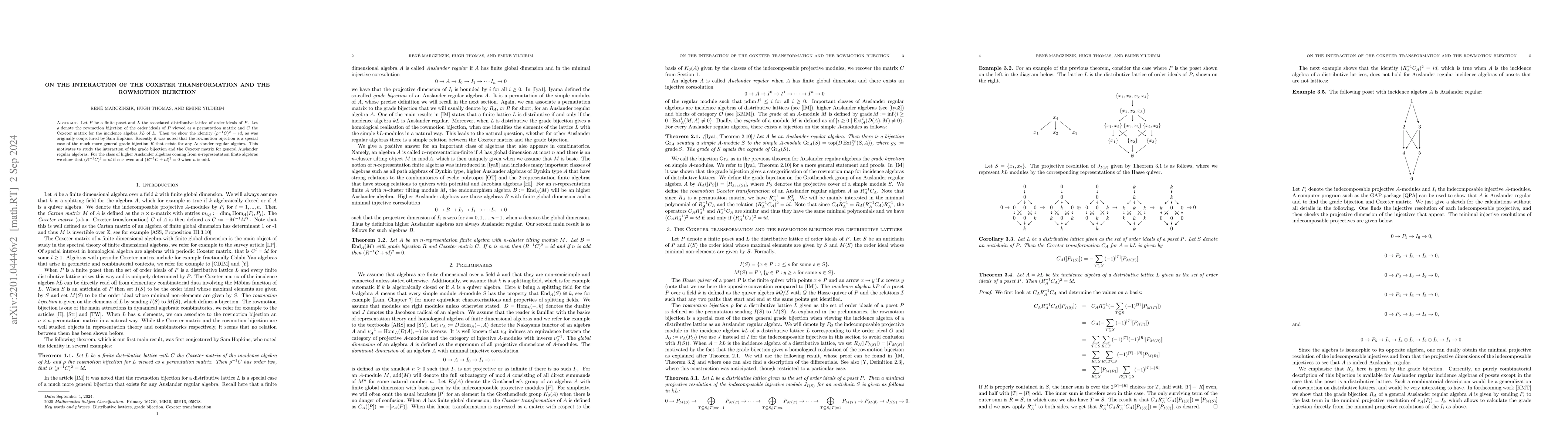 Thumbnail for On the interaction of the Coxeter transformation and the rowmotion
  bijection