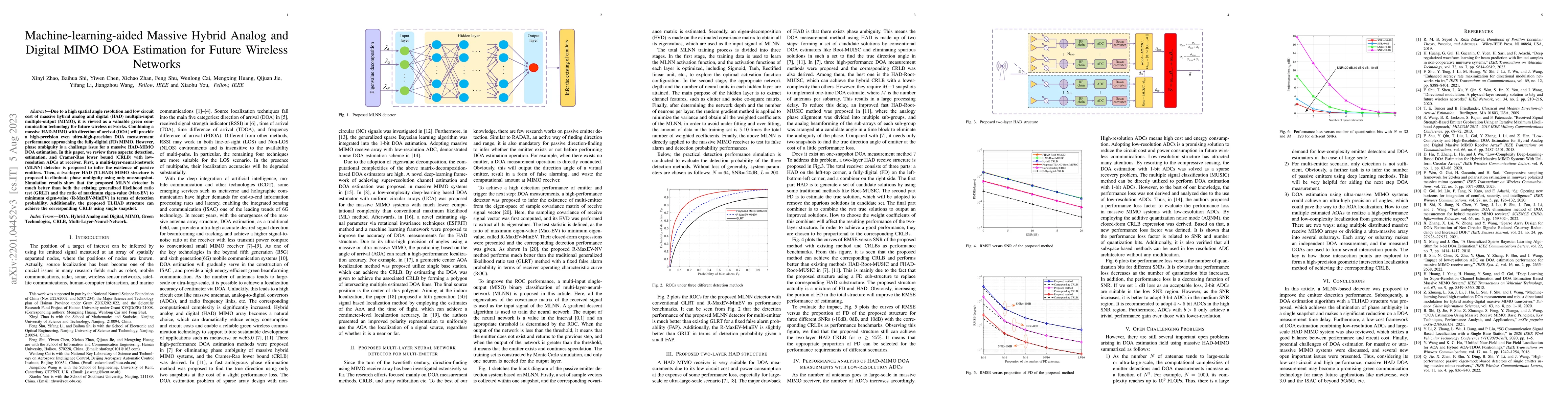 Thumbnail for Machine-learning-aided Massive Hybrid Analog and Digital MIMO DOA
  Estimation for Future Wireless Networks