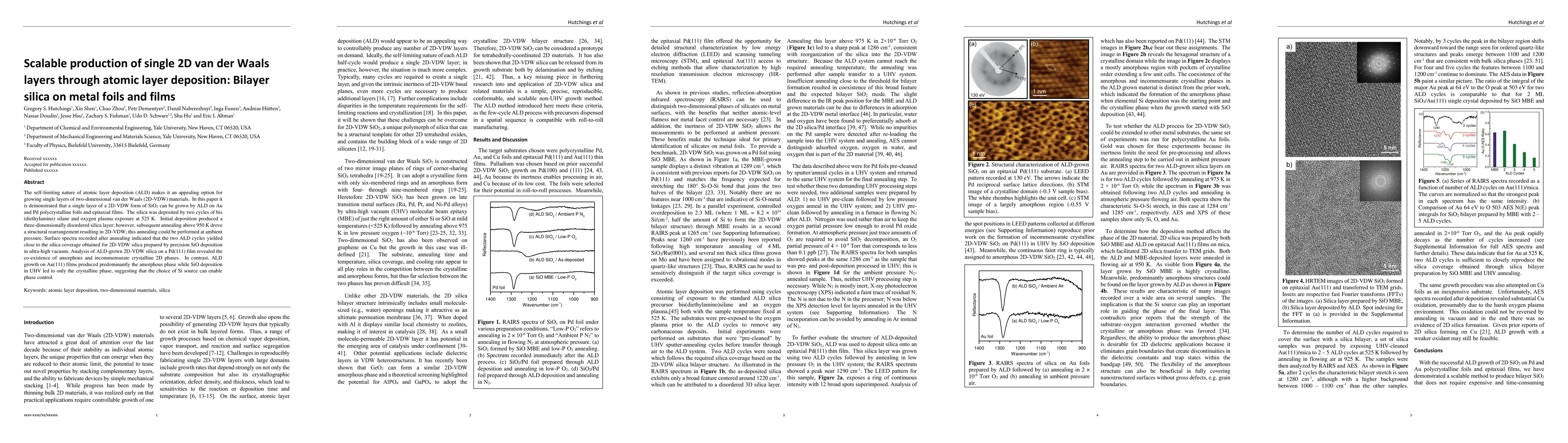Thumbnail for Scalable production of single 2D van der Waals layers through atomic
  layer deposition: Bilayer silica on metal foils and films