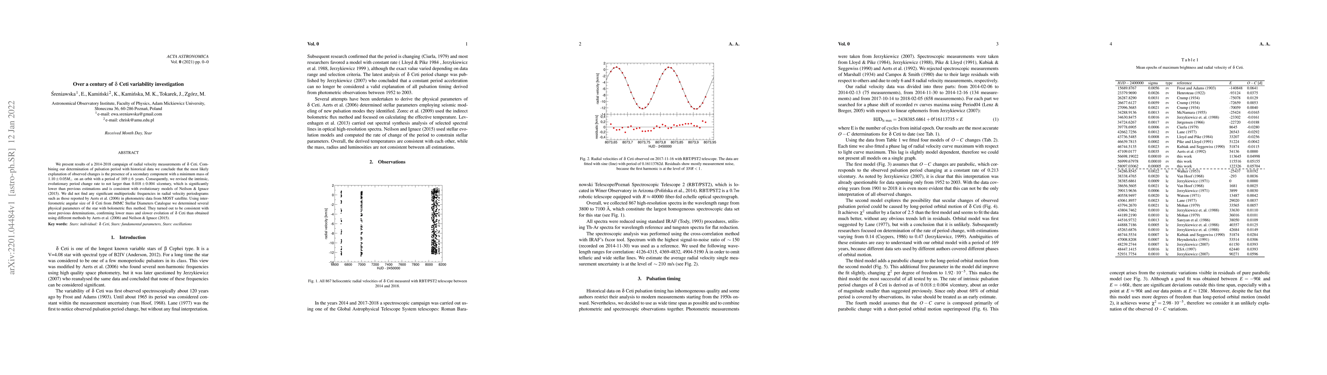 Thumbnail for Over a century of $\delta$ Ceti variability investigation