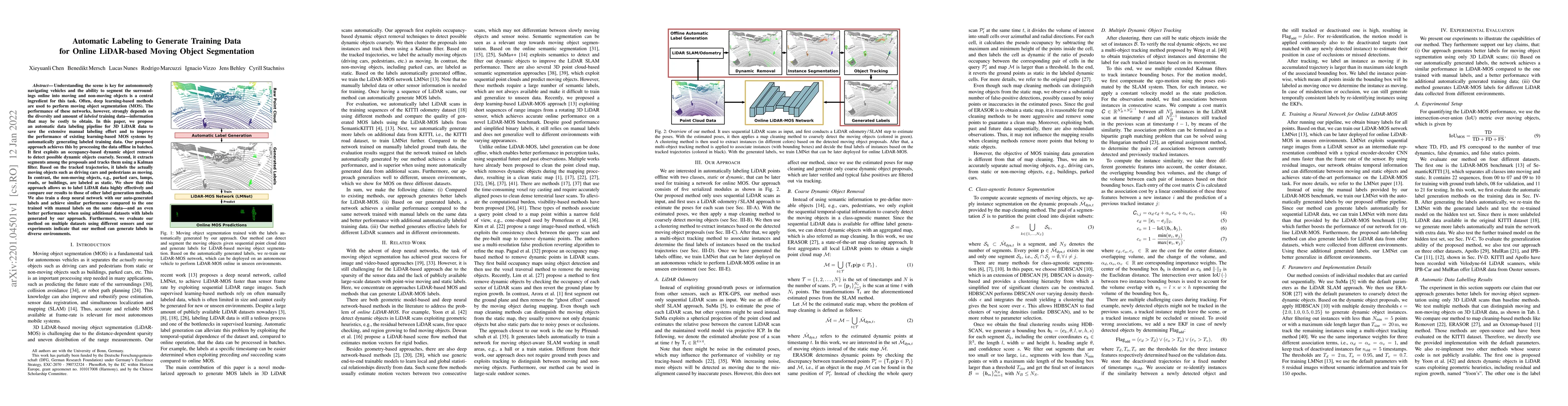Thumbnail for Automatic Labeling to Generate Training Data for Online LiDAR-based
  Moving Object Segmentation