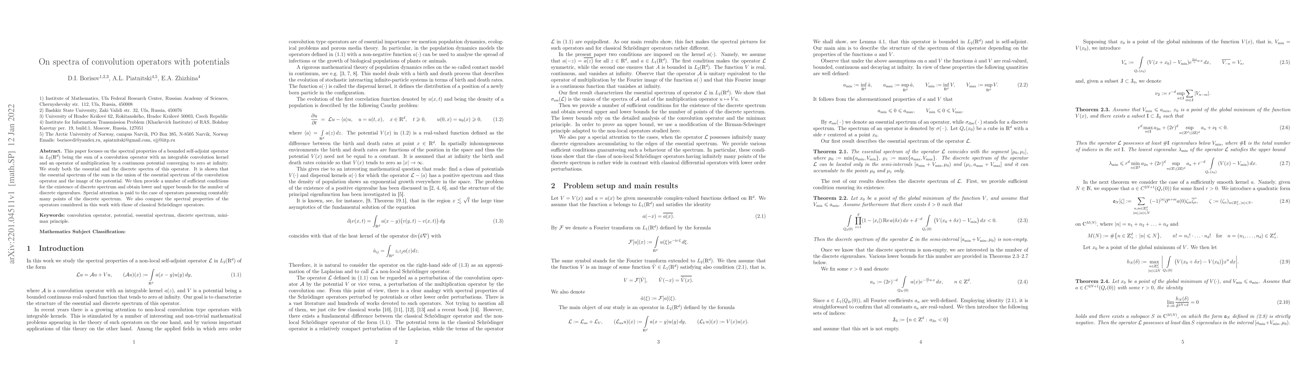 Thumbnail for On spectra of convolution operators with potentials