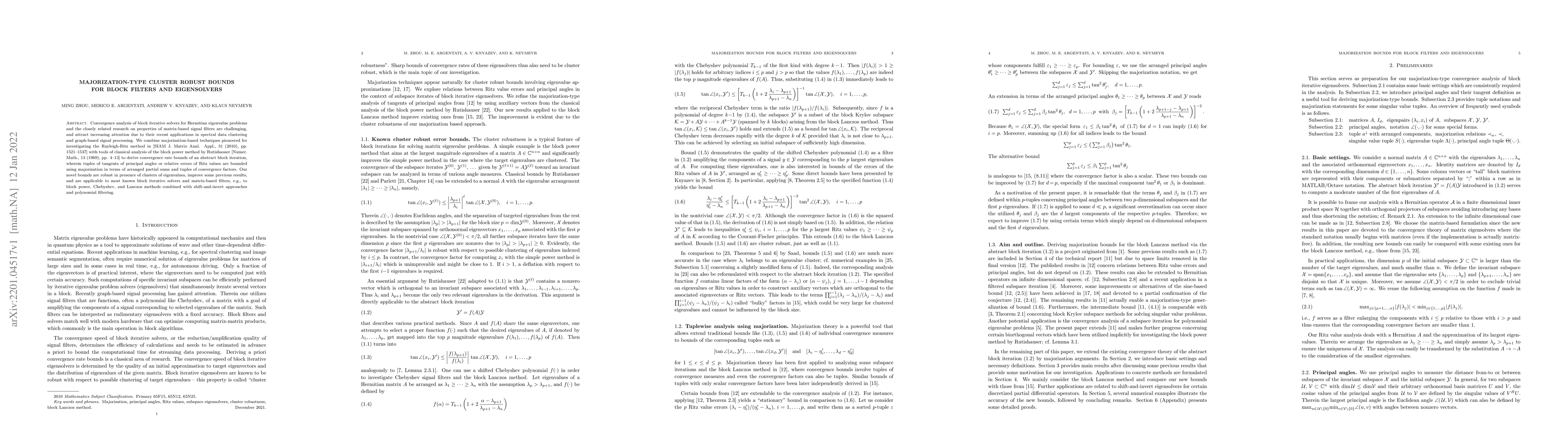 Thumbnail for Majorization-type cluster robust bounds for block filters and
  eigensolvers