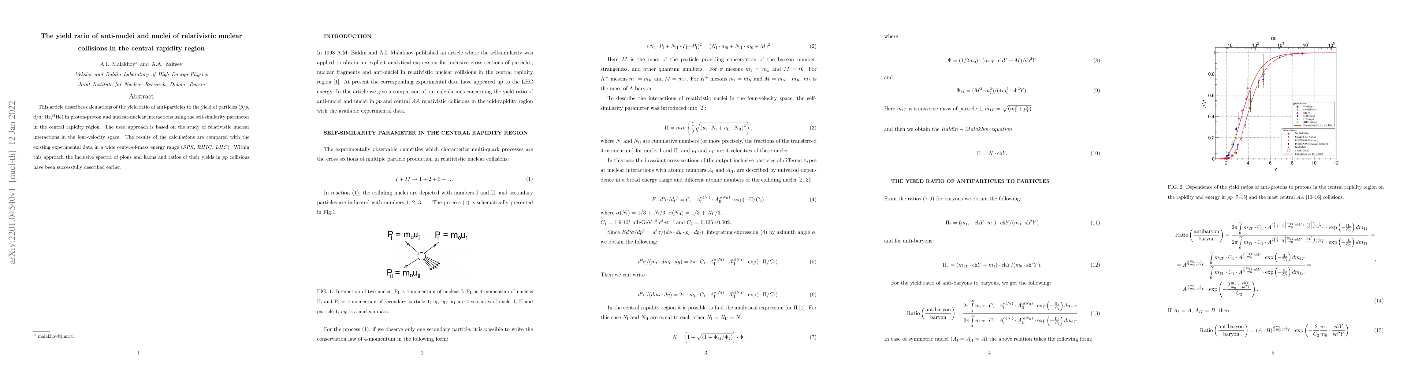 Thumbnail for The yield ratio of anti-nuclei and nuclei of relativistic nuclear
  collisions in the central rapidity region