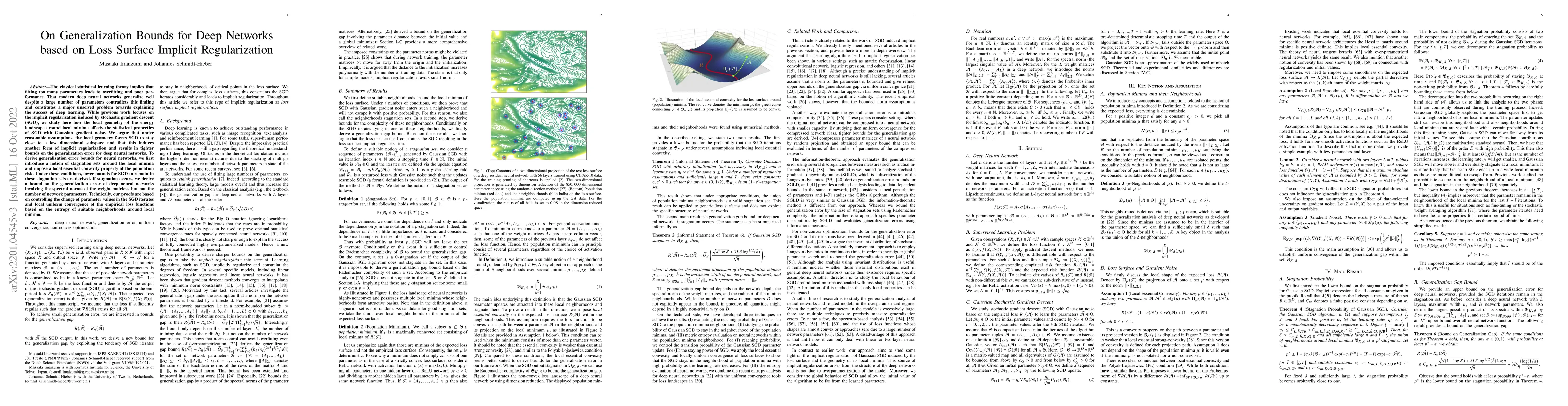 Thumbnail for On generalization bounds for deep networks based on loss surface
  implicit regularization