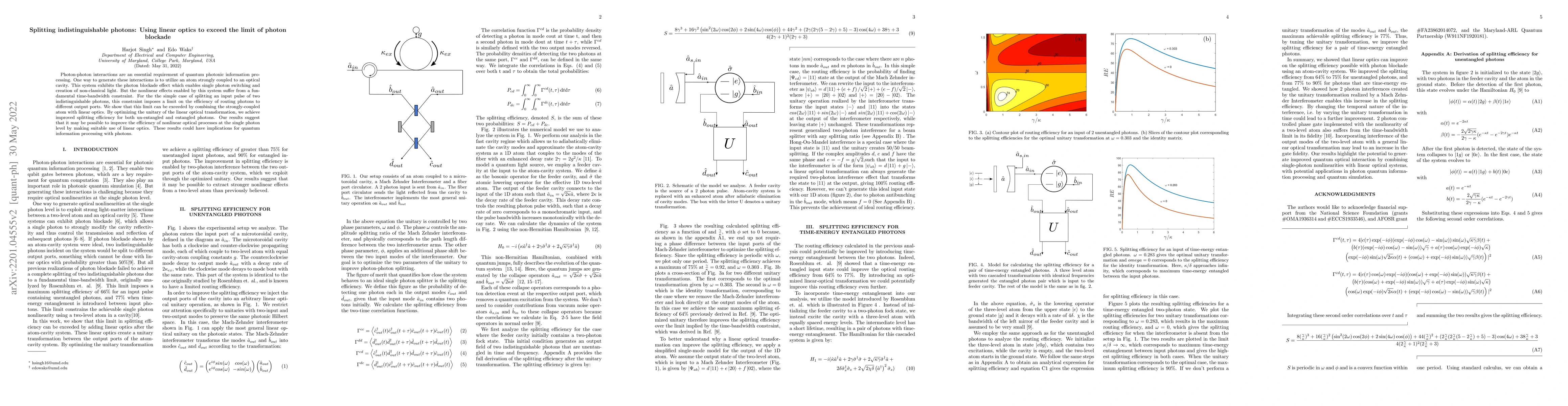 Thumbnail for Splitting indistinguishable photons: Using linear optics to exceed the
  limit of photon blockade