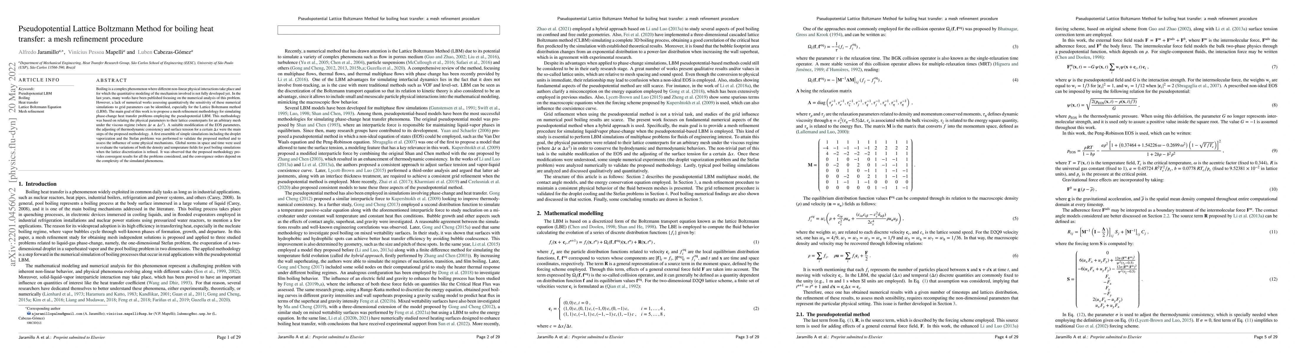 Thumbnail for Pseudopotential Lattice Boltzmann Method for boiling heat transfer: a
  mesh refinement procedure