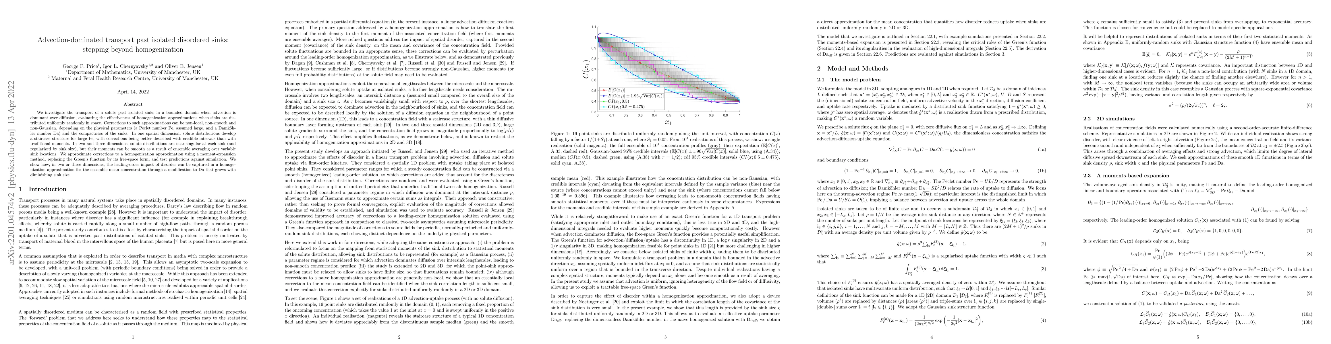 Thumbnail for Advection-dominated transport past isolated disordered sinks: stepping
  beyond homogenization