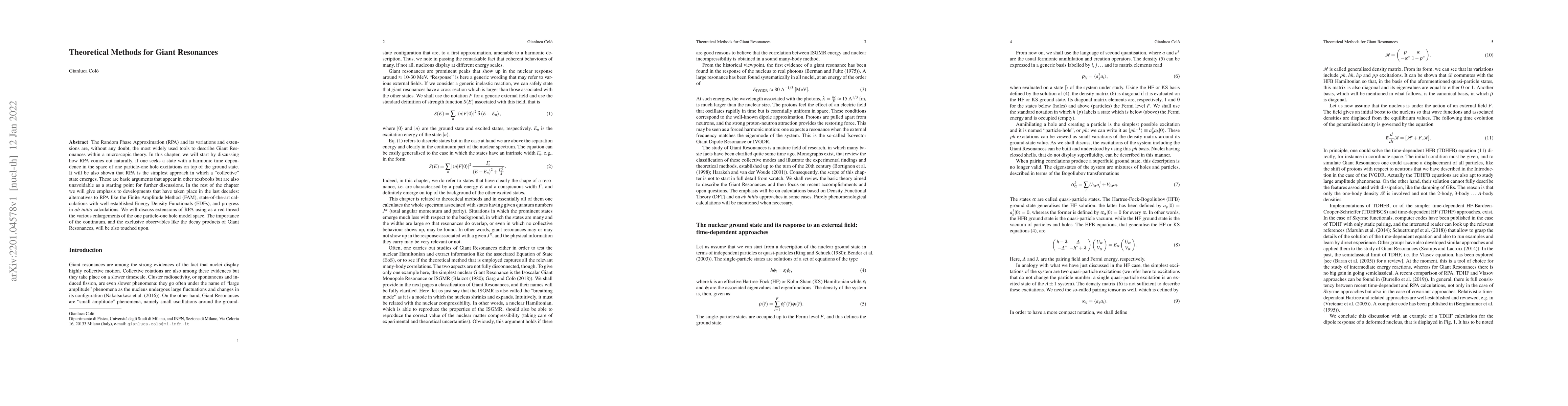 Thumbnail for Theoretical Methods for Giant Resonances