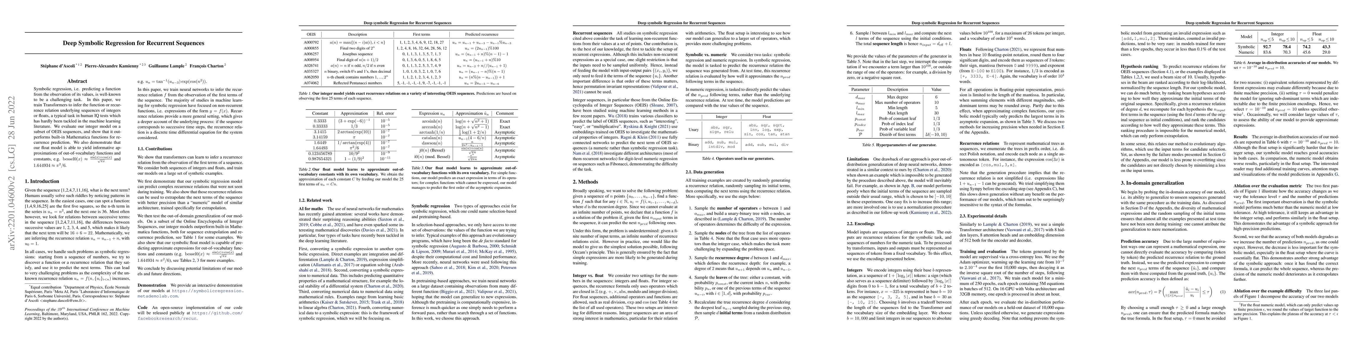 Thumbnail for Deep Symbolic Regression for Recurrent Sequences
