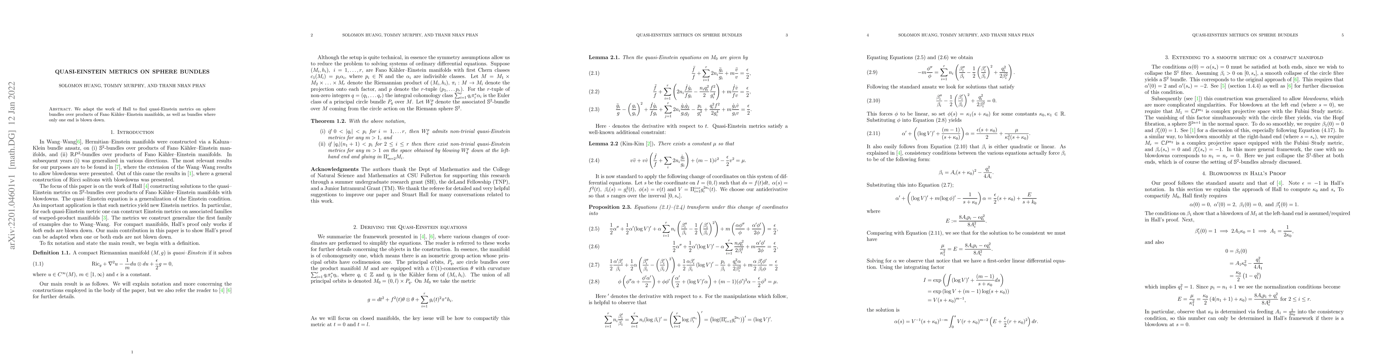 Thumbnail for Quasi-Einstein metrics on sphere bundles
