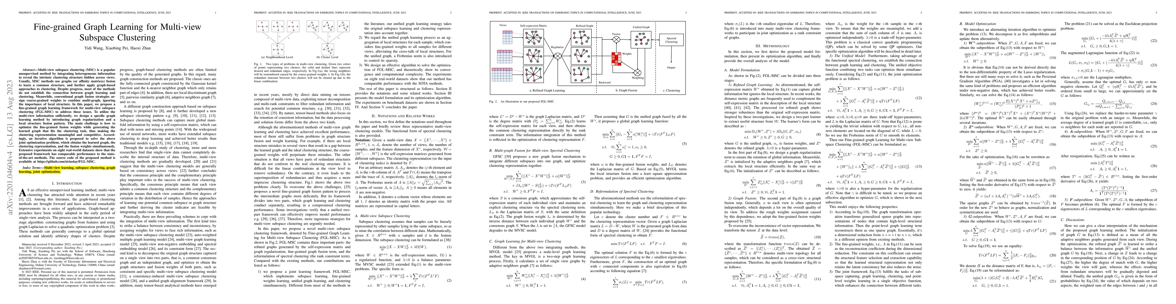 Thumbnail for Fine-grained Graph Learning for Multi-view Subspace Clustering