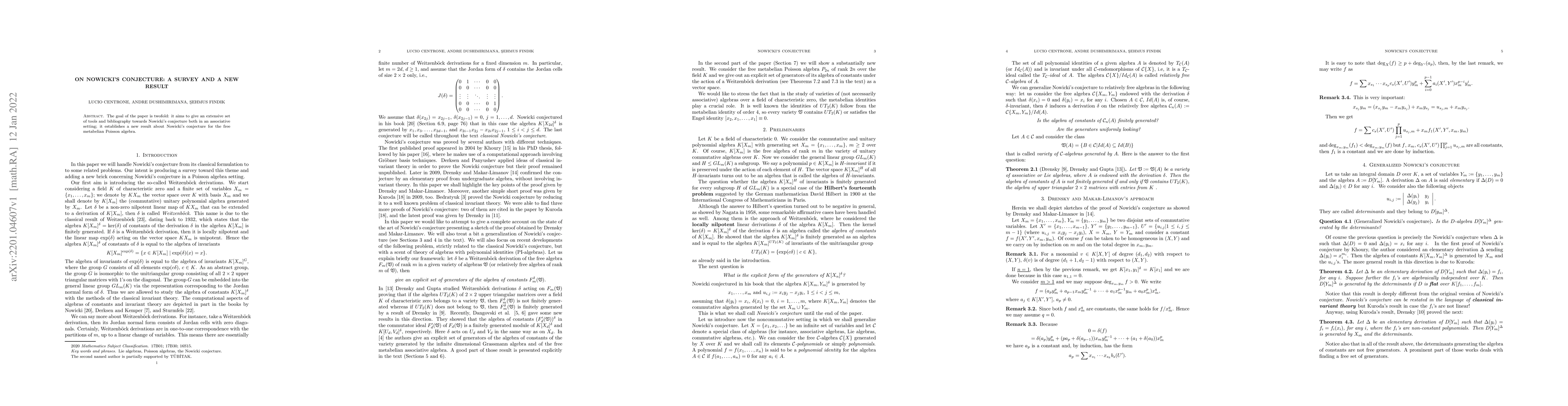 Thumbnail for On Nowicki's conjecture: a survey and a new result