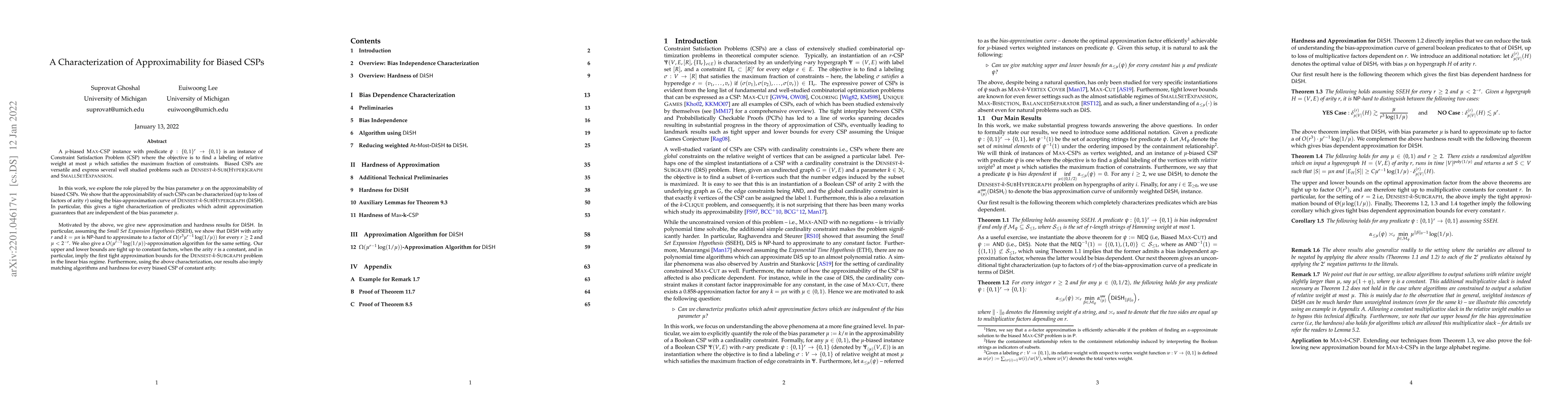 Thumbnail for A Characterization of Approximability for Biased CSPs