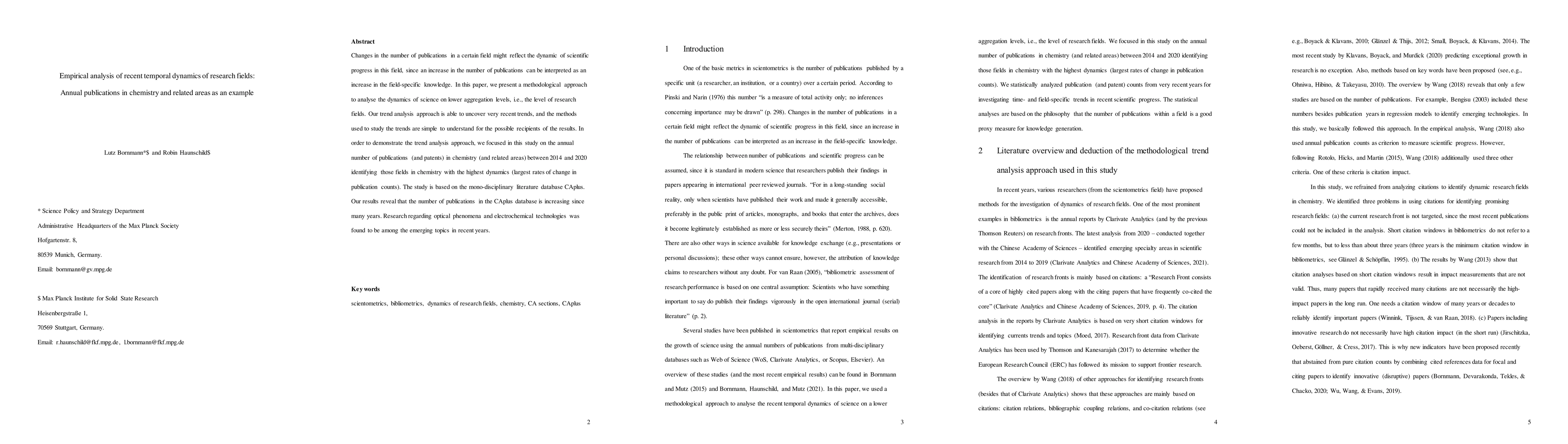 Thumbnail for Empirical analysis of recent temporal dynamics of research fields:
  Annual publications in chemistry and related areas as an example