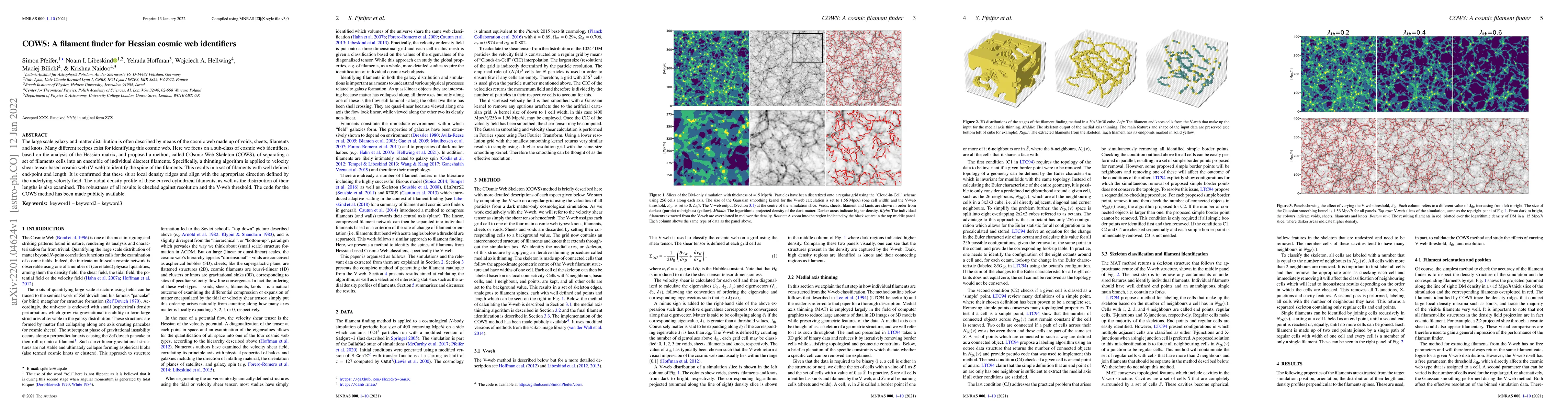 Thumbnail for COWS: A filament finder for Hessian cosmic web identifiers