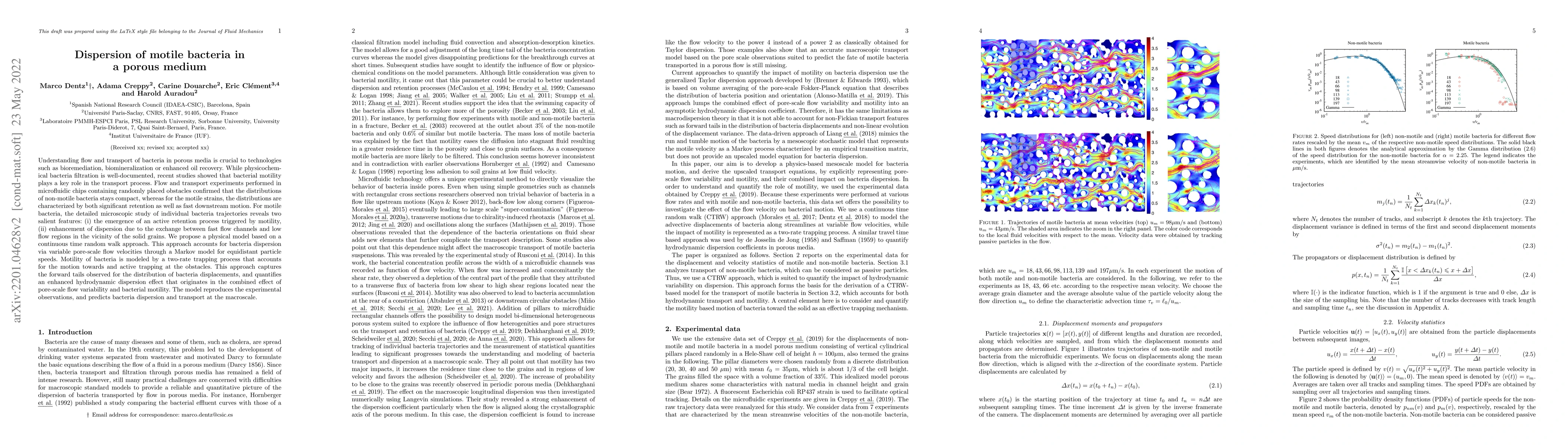 Thumbnail for Dispersion of motile bacteria in a porous medium