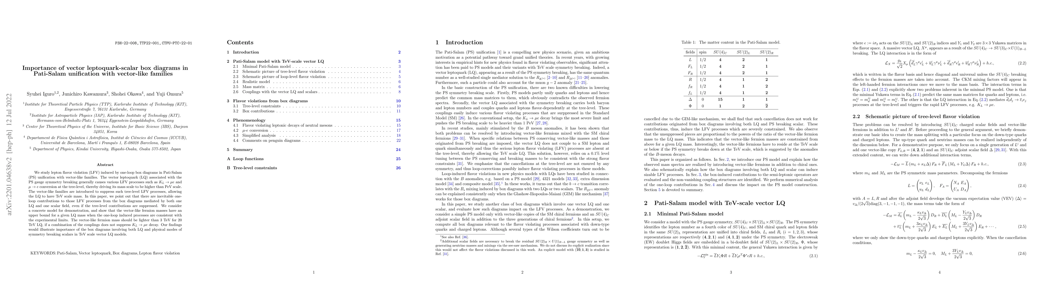 Thumbnail for Importance of vector leptoquark-scalar box diagrams in Pati-Salam
  unification with vector-like families